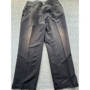 Ping Pants Mens 36/34 Black Striped Khaki Pockets Pleated‎ Front Cuffed Golf